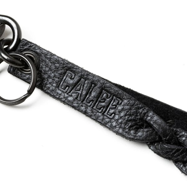 画像4: CALEE/STUDS & KNITTING LEATHER LONG KEY RING ＜TYPE B＞（BLACK/BLACK）［レザーロングキーリング-25春夏］ (4)