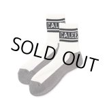 画像: CALEE/JACQUARD PILE LINE SOCKS（WHITE/BLACK）［ラインソックス-25春夏］