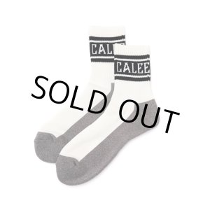 画像: CALEE/JACQUARD PILE LINE SOCKS（WHITE/BLACK）［ラインソックス-25春夏］