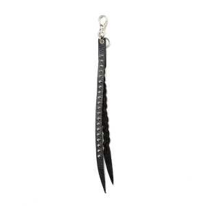 画像: CALEE/STUDS & KNITTING LEATHER LONG KEY RING ＜TYPE B＞（BLACK/SILVER）［レザーロングキーリング-25春夏］