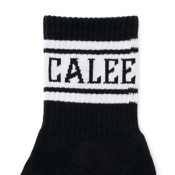 画像2: CALEE/JACQUARD PILE LINE SOCKS（BLACK/WHITE）［ラインソックス-25春夏］ (2)