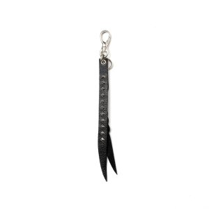 画像: CALEE/STUDS & KNITTING LEATHER SHORT KEY RING ＜TYPE B＞（BLACK/SILVER）［レザーショートキーリング-25春夏］