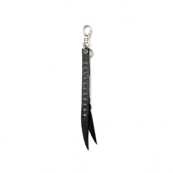 画像1: CALEE/STUDS & KNITTING LEATHER SHORT KEY RING ＜TYPE B＞（BLACK/SILVER）［レザーショートキーリング-25春夏］ (1)