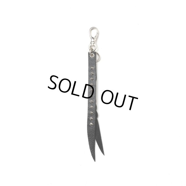 画像1: CALEE/STUDS & KNITTING LEATHER SHORT KEY RING ＜TYPE B＞（BLACK/SILVER）［レザーショートキーリング-25春夏］ (1)