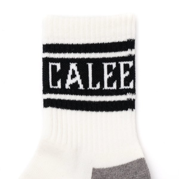 画像2: CALEE/JACQUARD PILE LINE SOCKS（WHITE/BLACK）［ラインソックス-25春夏］ (2)