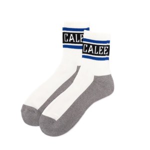 画像: CALEE/JACQUARD PILE LINE SOCKS（WHITE/BLUE）［ラインソックス-25春夏］