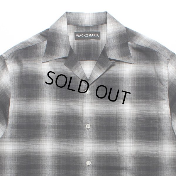 画像2: WACKO MARIA/OMBRE CHECK OPEN COLLAR SHIRT（GRAY）［オンブレチェックオープンカラーシャツ-25春夏］ (2)