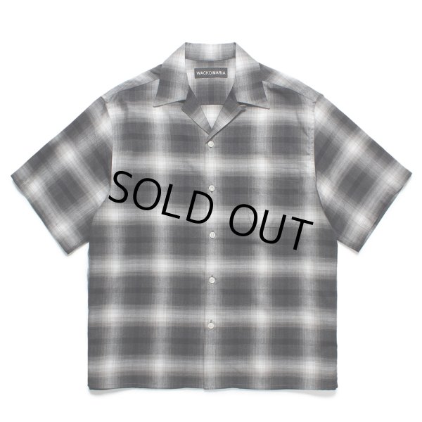 画像1: WACKO MARIA/OMBRE CHECK OPEN COLLAR SHIRT（GRAY）［オンブレチェックオープンカラーシャツ-25春夏］ (1)