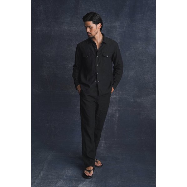 画像2: RATS/LINEN SHIRT（BLACK）［リネンシャツ-25春夏］ (2)