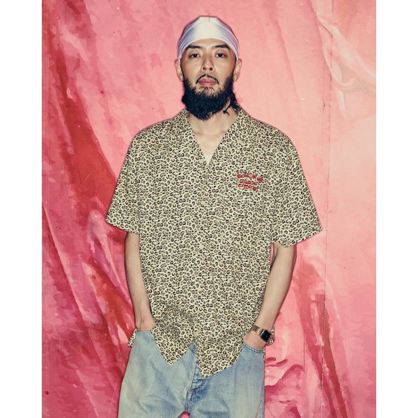 画像3: BlackEyePatch/LEOPARD HWC OPEN COLLARED S/S SHIRT（GRAY） (3)