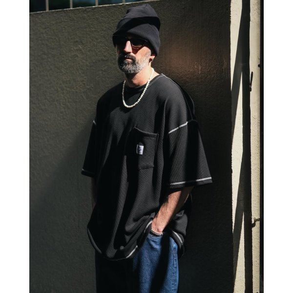 画像3: COOTIE PRODUCTIONS/T/C Waffle Error Fit S/S Tee（Black/White）［ワッフルエラーフィットポケT-25春夏］ (3)