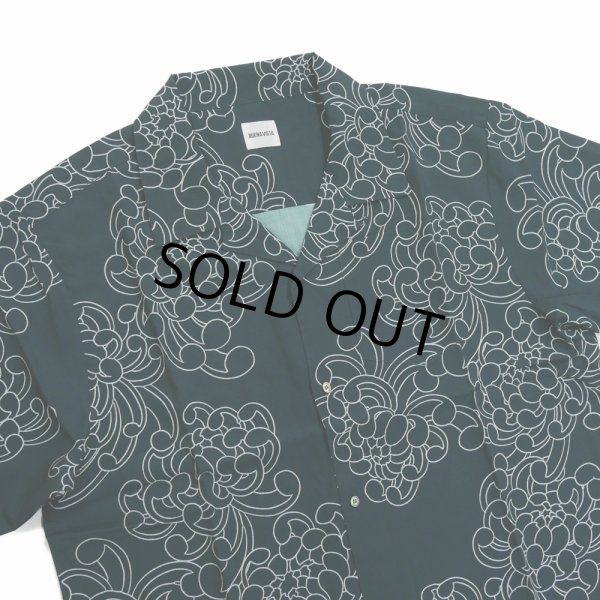 画像3: 【30％OFF】BUENA VISTA/菊柄 S/S SHIRTS（BLACK）［菊柄オープンカラーシャツ-25春夏］ (3)