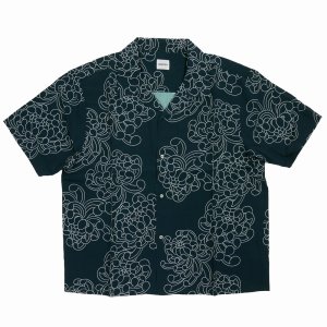 画像: BUENA VISTA/菊柄 S/S SHIRTS（BLACK）［菊柄オープンカラーシャツ-25春夏］