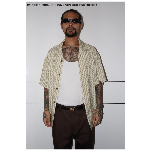 画像2: exodus/AJIRO BAMBOO S/S  HAWAIIAN SHIRT（KHAKI）［アジロバンブーハワイアンシャツ-25春夏］ (2)