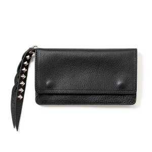 画像: CALEE/PLANE LEATHER LONG WALLET ＜STUDS CHARM＞（BLACK）［ロングウォレットwithスタッズチャーム-25春夏］