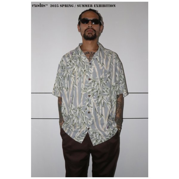 画像2: exodus/BIG BAMBOO HAWAIIAN SHIRT（GREY）［ビッグバンブーハワイアンシャツ-25春夏］ (2)