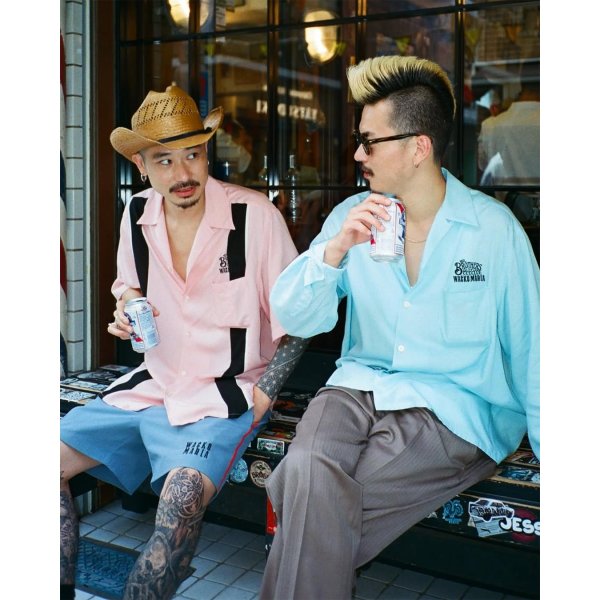 画像2: WACKO MARIA/MR.BROTHERS CUT CLUB / SWITCHING 50'S SHIRT（PINK）［スイッチング50'Sシャツ-25春夏］ (2)