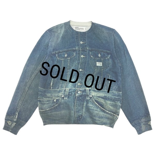 画像1: DAIRIKU/Tuck In Denim Transcription Knit（Indigo）［タックインデニムプリントニット-25秋冬］ (1)