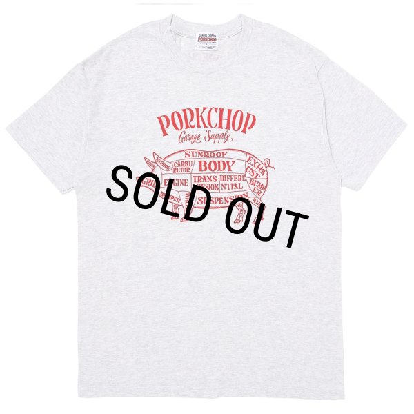 画像1: PORKCHOP/PORK FRONT TEE 25（ASH）［ポークフロントT-25春夏］ (1)