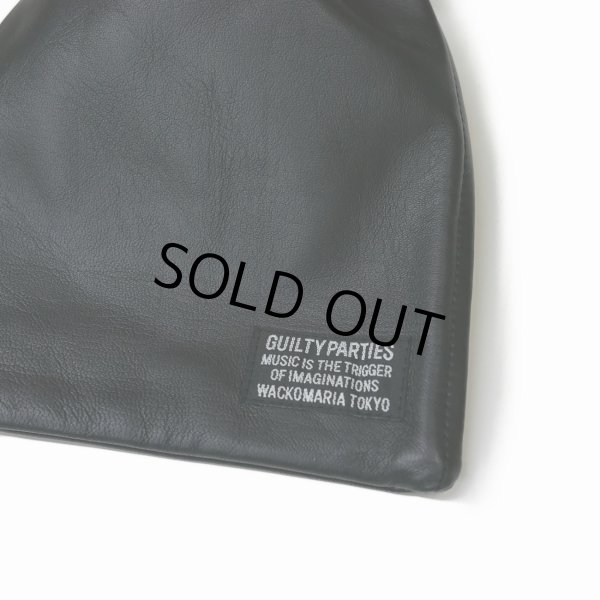 画像2: WACKO MARIA/LEATHER DRAWSTRING BAG（BLACK）［レザードローストリングバッグ-25秋冬］ (2)