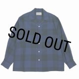 画像: WACKO MARIA/OMBRE CHECK OPEN COLLAR SHIRT（NAVY）［オンブレチェックオープンカラーシャツ-25秋冬］