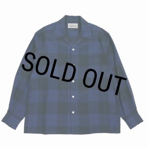 画像: WACKO MARIA/OMBRE CHECK OPEN COLLAR SHIRT（NAVY）［オンブレチェックオープンカラーシャツ-25秋冬］