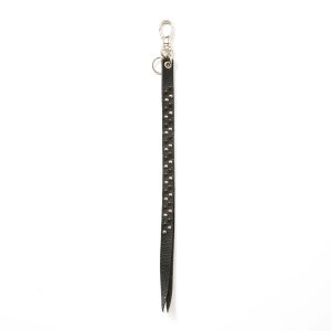 画像: CALEE/ROUND & PYRAMID STUDS LEATHER LONG KEY RING（BLACK）［スタッズレザーロングキーリング-25秋冬］