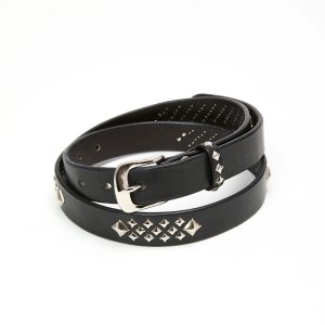 画像: CALEE/STUDS LEATHER NARROW LONG BELT（BLACK）［スタッズレザーナローロングベルト-25秋冬］
