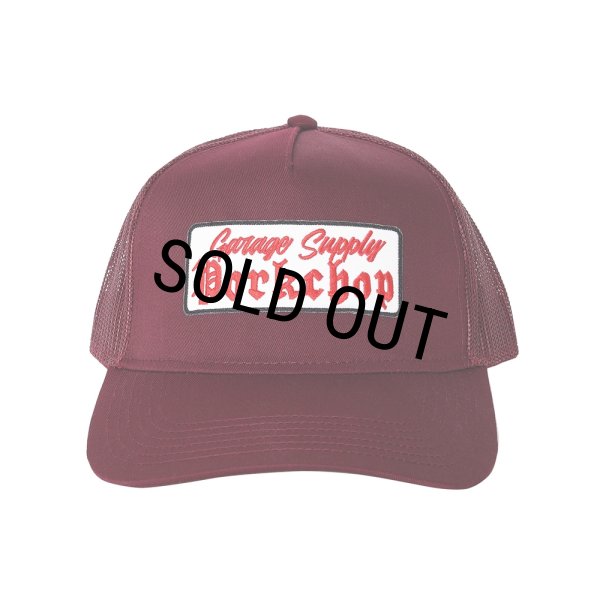 画像1: PORKCHOP/O.E. WAPPEN MESH CAP（MAROON）［ワッペンメッシュキャップ-25秋冬］ (1)