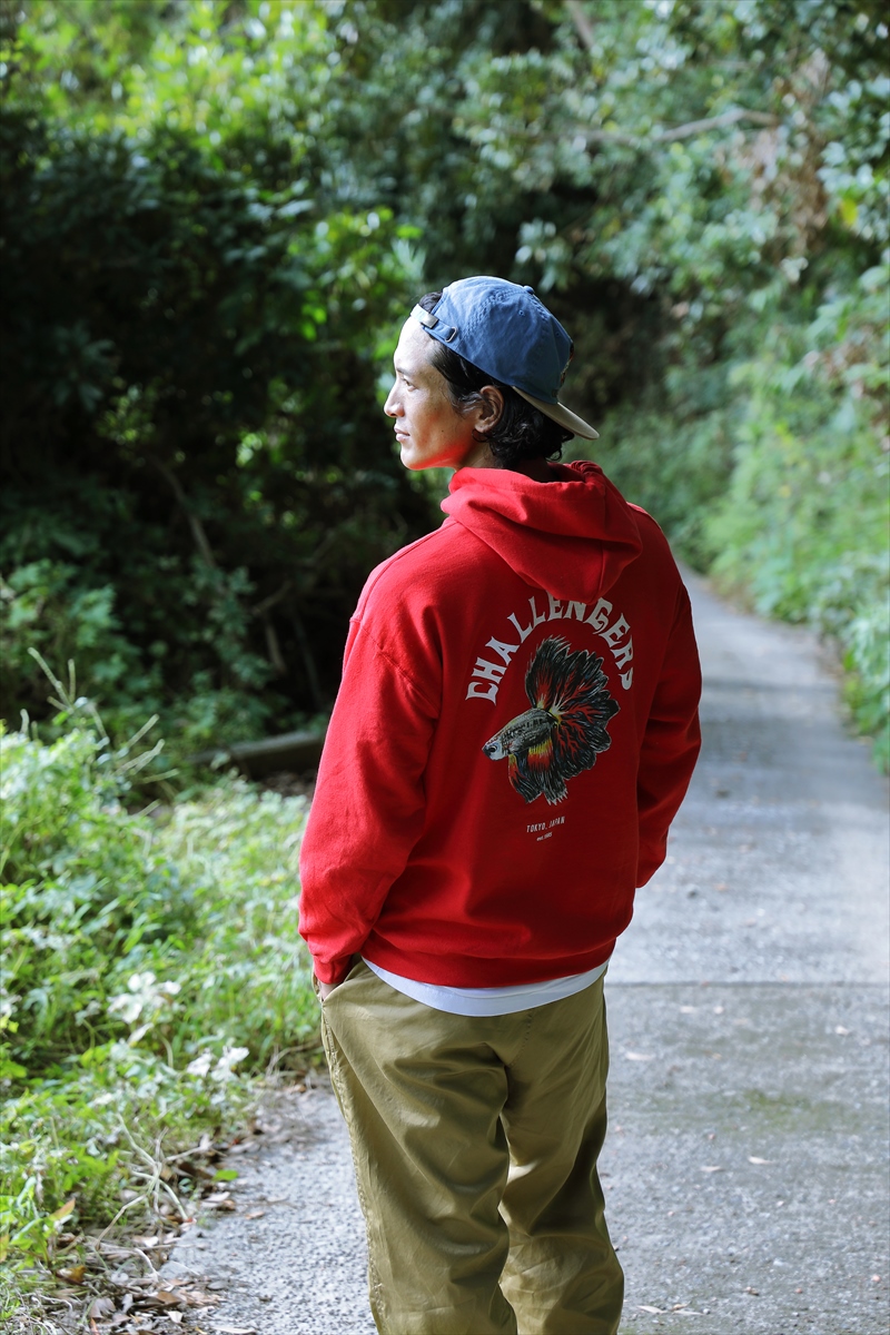 CHALLENGER/BETTA HOODIE（レッド）［プルオーバーパーカー-21春夏 