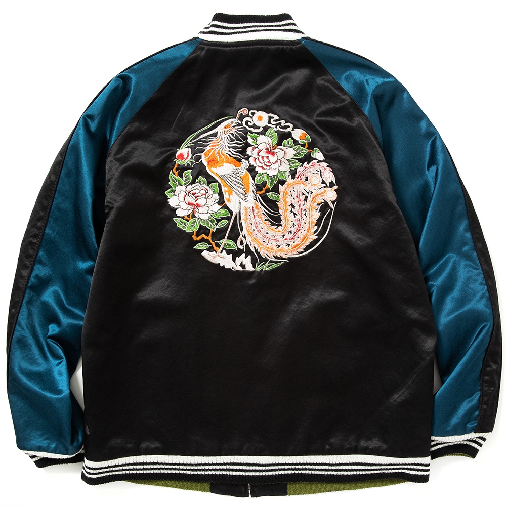 CALEE/Reversible satin souvenir jacket(ブラック)[リバーシブル
