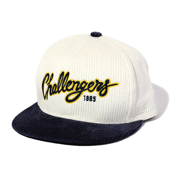 CHALLENGER/CORDUROY CURSIVE CAP（ホワイト/ネイビー）［コーデュロイ