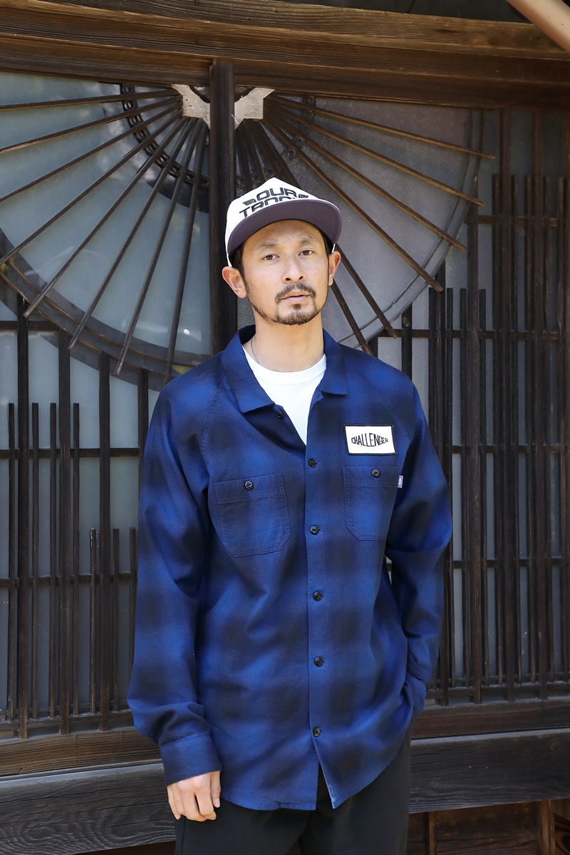 CHALLENGER/L/S CHECK WORK SHIRT（ネイビー）［チェックワークシャツ 