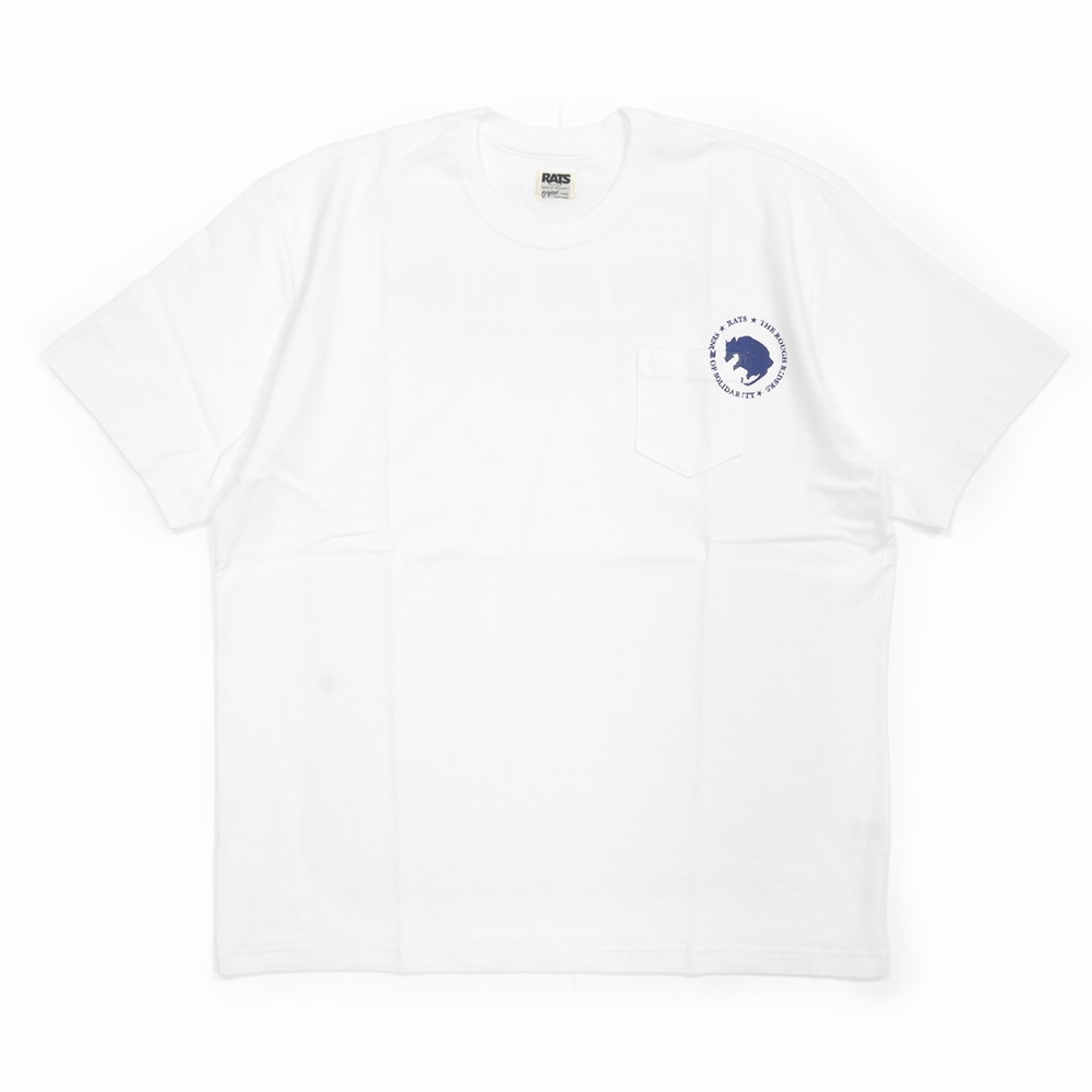 RATS CIRCLE POCKET TEE WHITE × NAVY - Tシャツ/カットソー(半袖/袖なし)