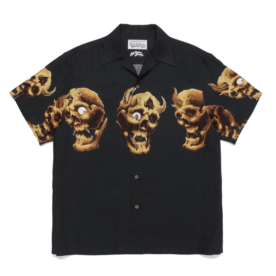 WACKO MARIA/56 TATTOO STUDIO / S/S HAWAIIAN SHIRT（ブラック 