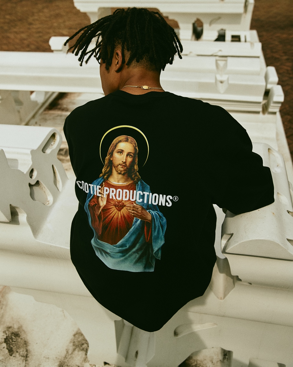 COOTIE/Print Oversized L/S Tee(JESUS)(ブラック)[オーバー