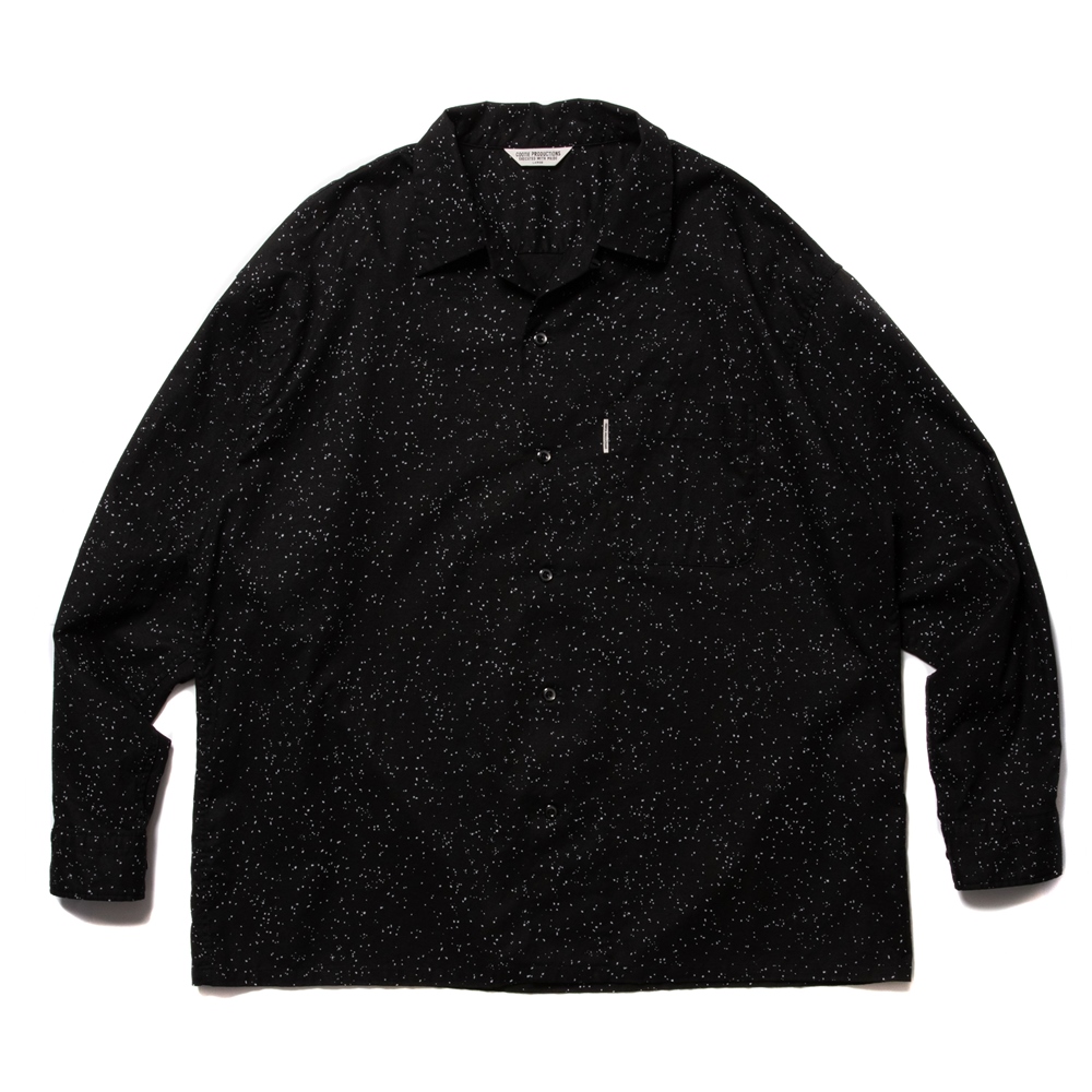 COOTIE/Splatter Open-Neck L/S Shirt（ブラック）［スプラッター 