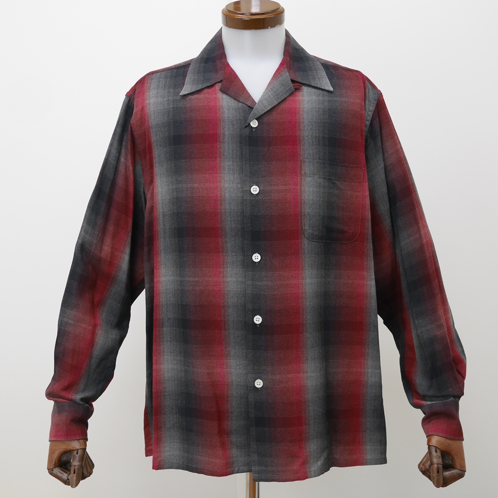 WACKOMARIA OMBRE CHECK OPEN COLLAR SHIRT