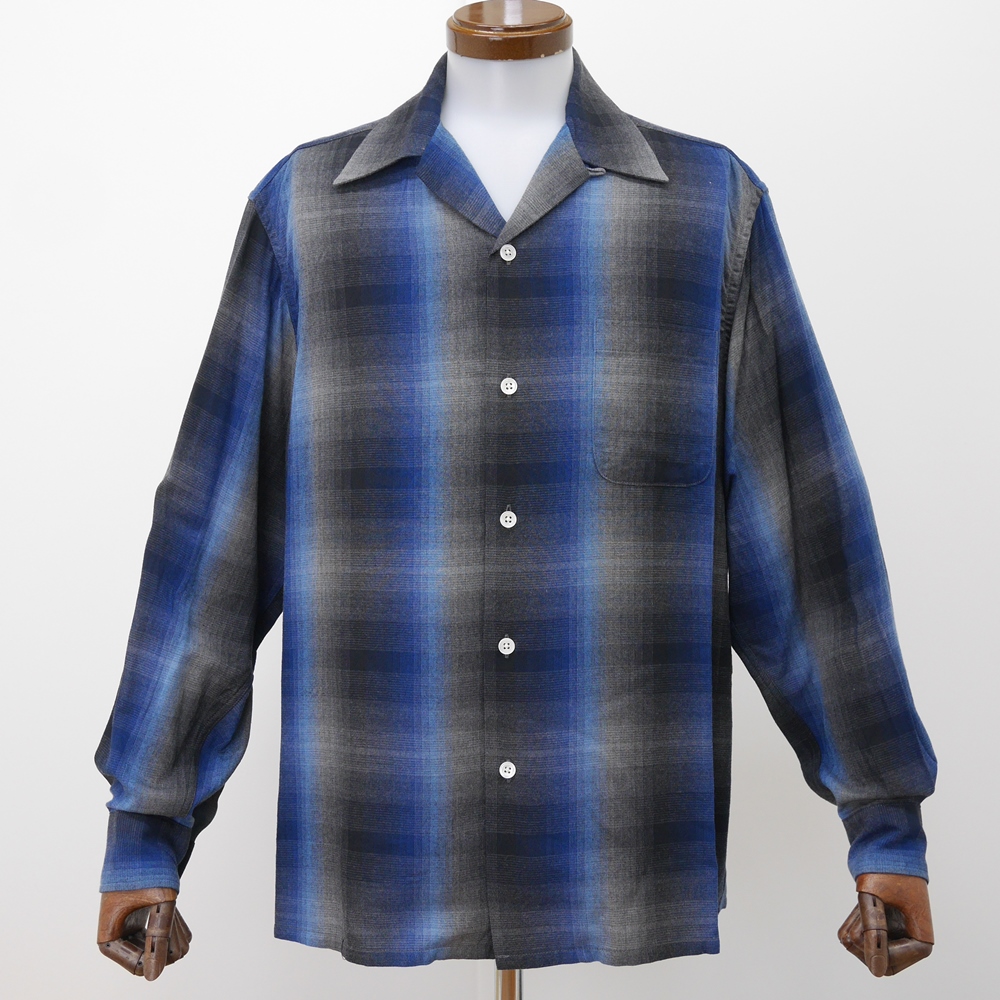 WACKO MARIA/60'S OMBRE CHECK OPEN COLLAR SHIRT（TYPE-1