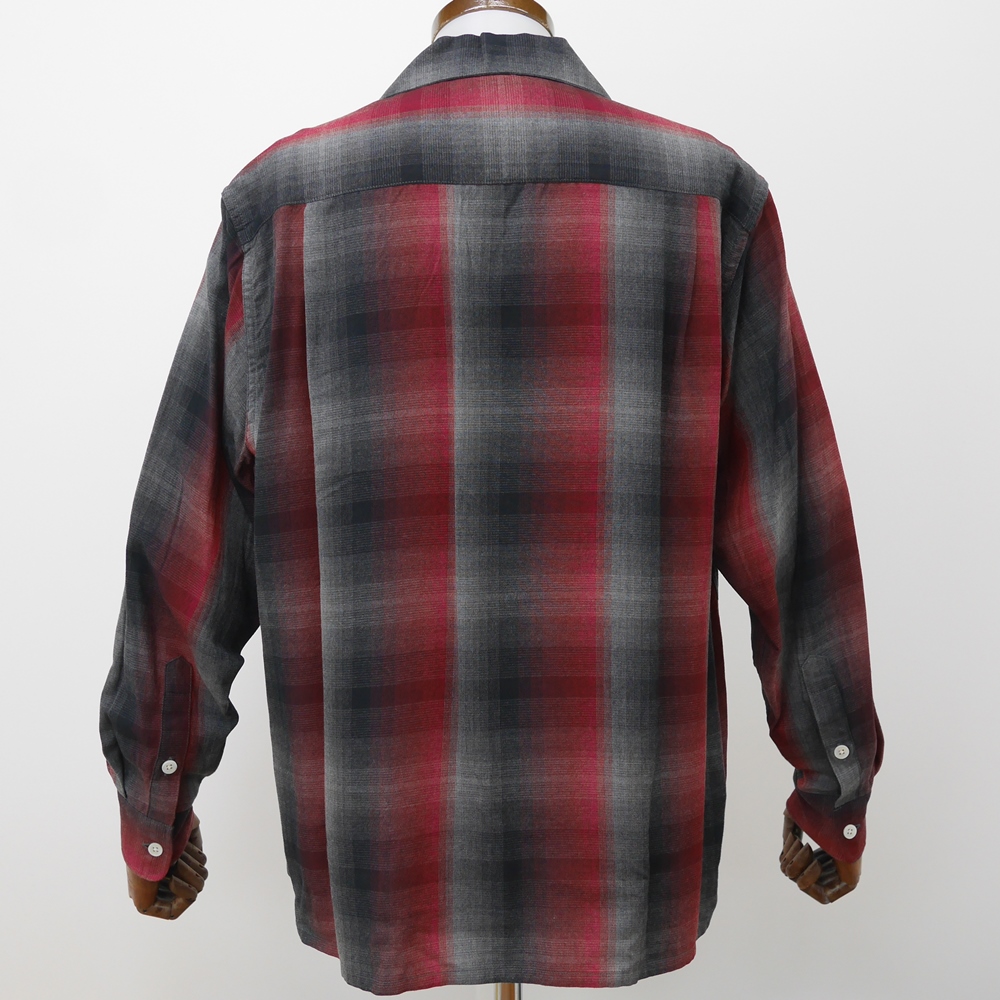 WACKO MARIA/60'S OMBRE CHECK OPEN COLLAR SHIRT（TYPE-1）（レッド ...