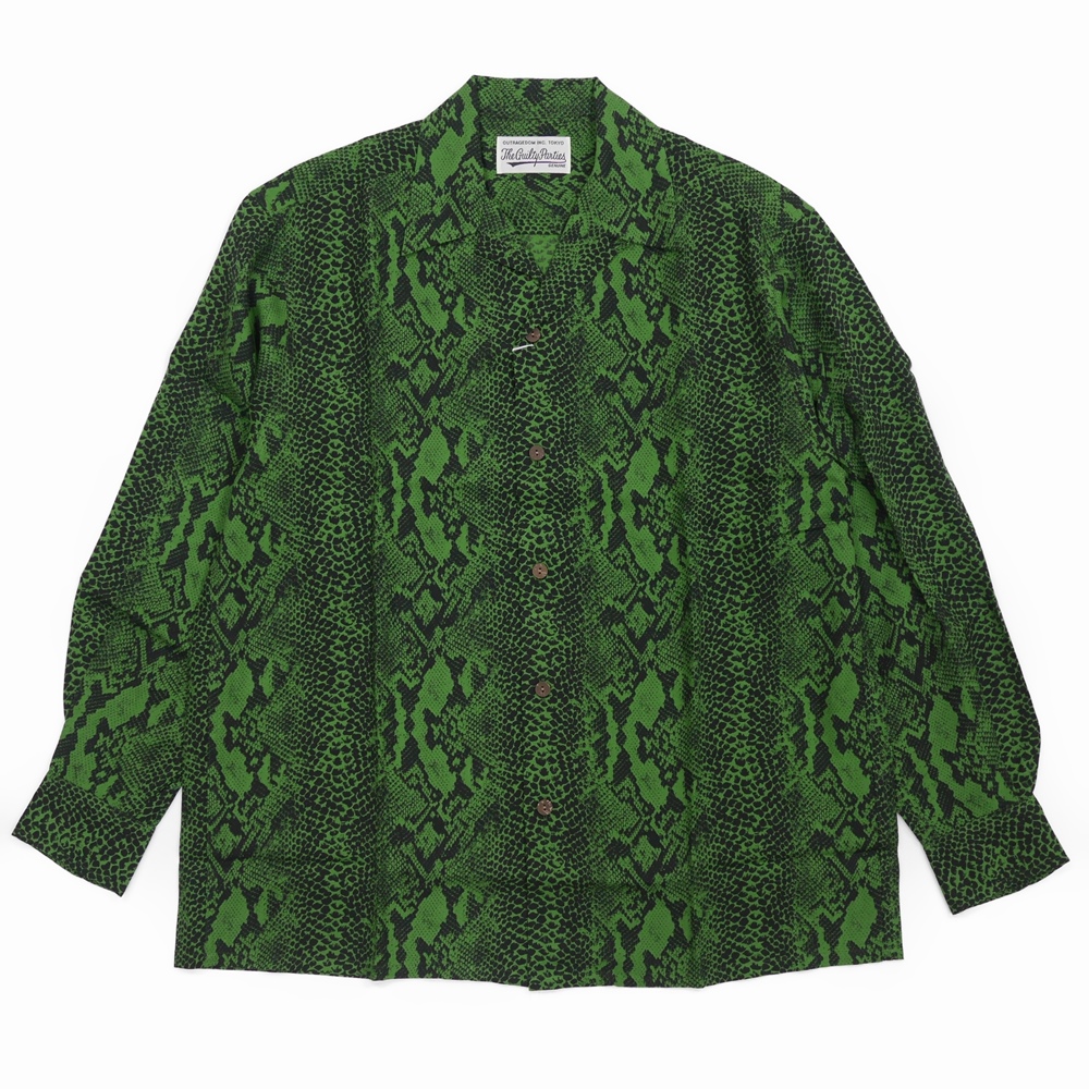 WACKO MARIA/PYTHON HAWAIIAN SHIRT L/S（グリーン）［パイソン 