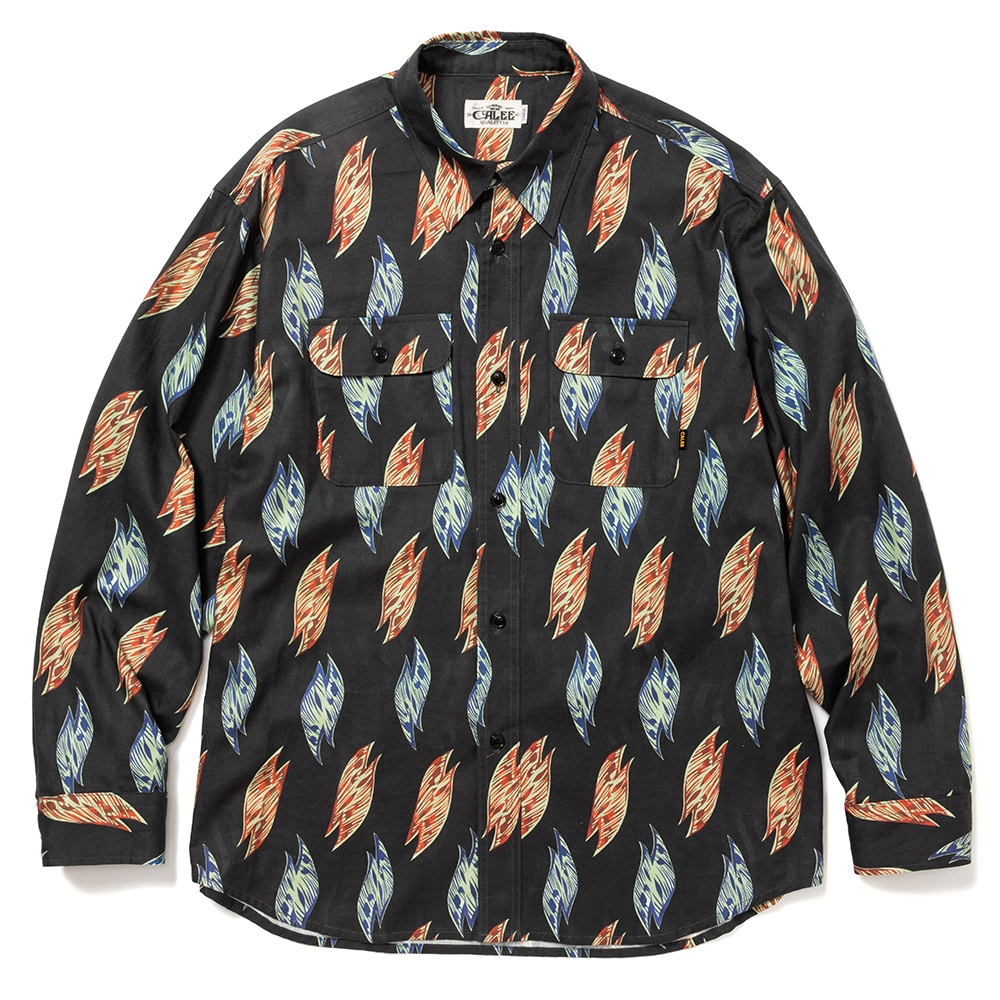 CALEE/Fallen leaves pattern L/S shirt（ブラック） 【30%OFFF