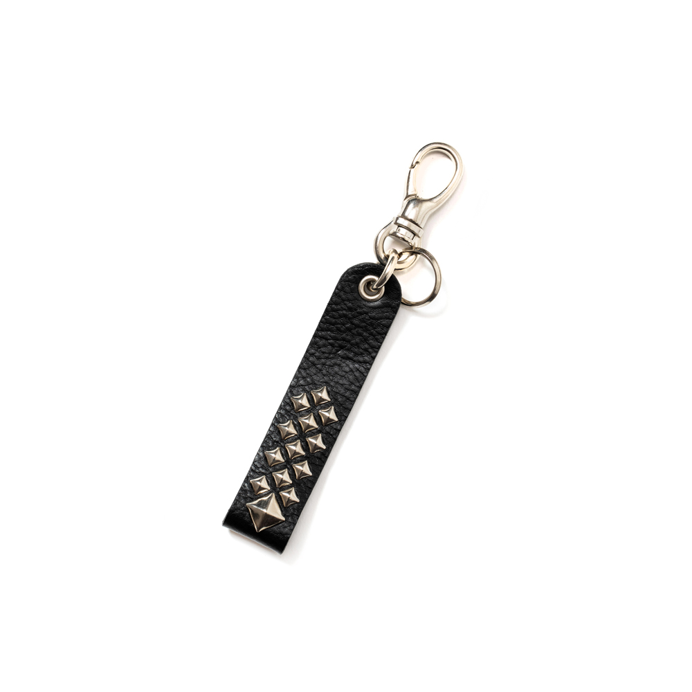 CALEE/Studs & Embossing assort leather key ring（B）（ブラック