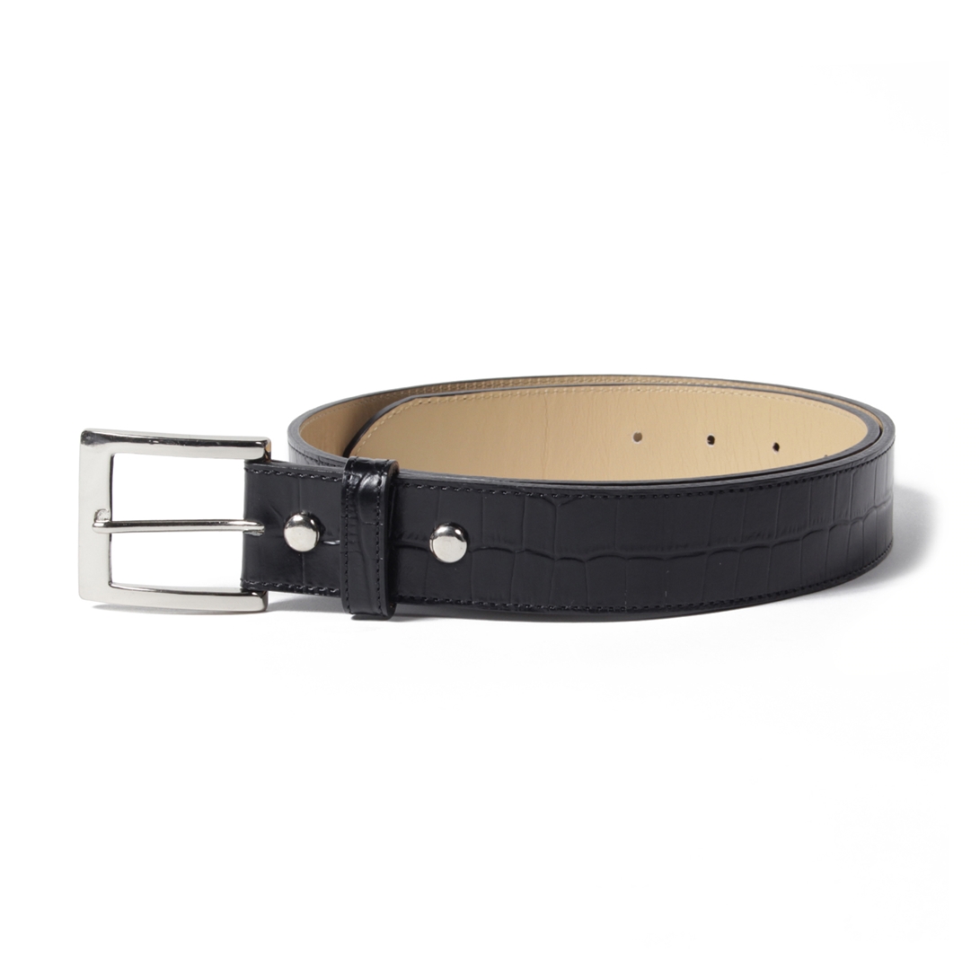 WACKO MARIA/CROCODILE EMBOSSED LEATHER BELT（ブラック 