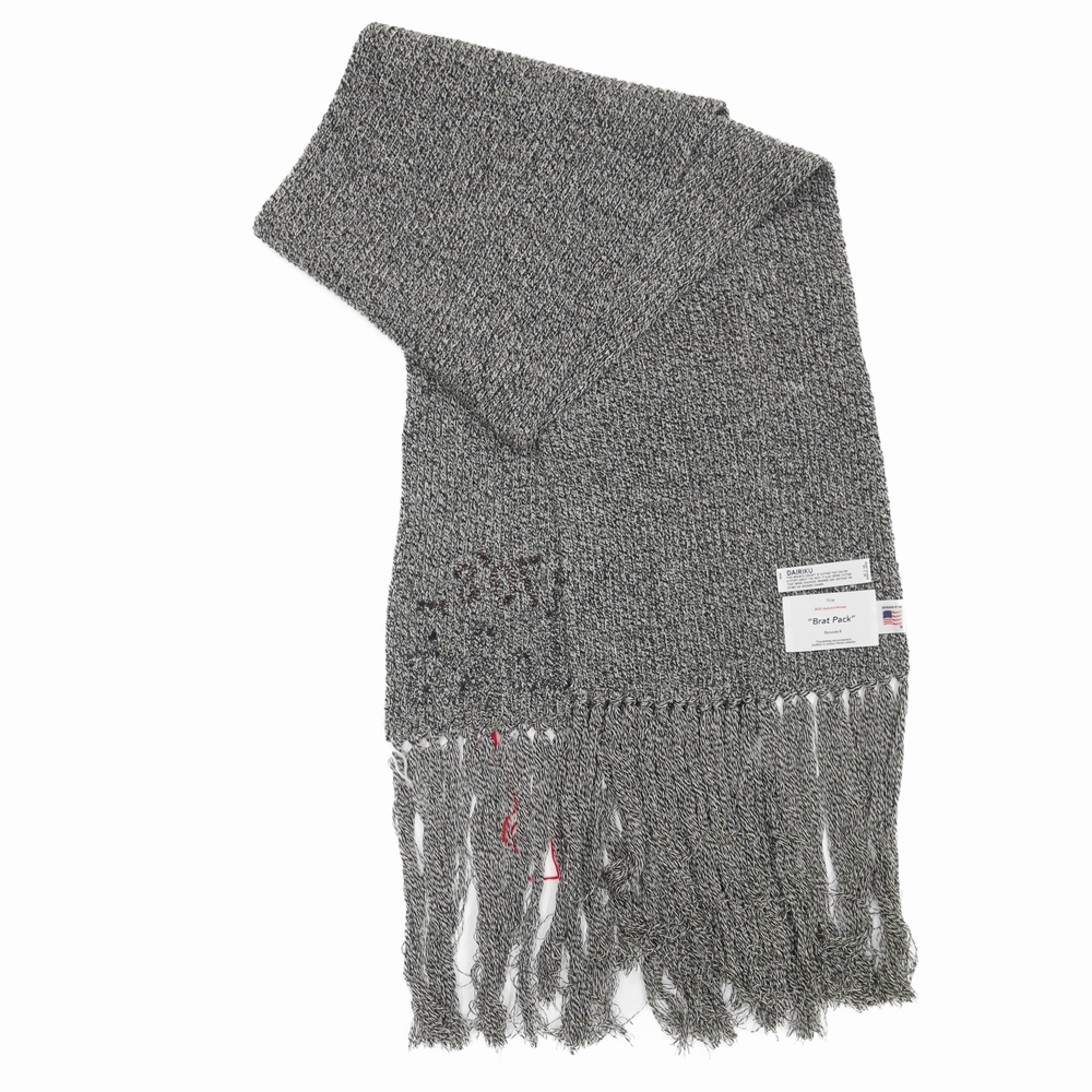 DAIRIKU/Hand Embroidery Fringe Long Muffler（ヘザーグレー） 【30 