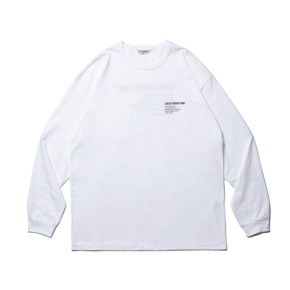 COOTIE PRODUCTIONS/Print L/S Tee（LOGO）（ホワイト）［プリント長袖 