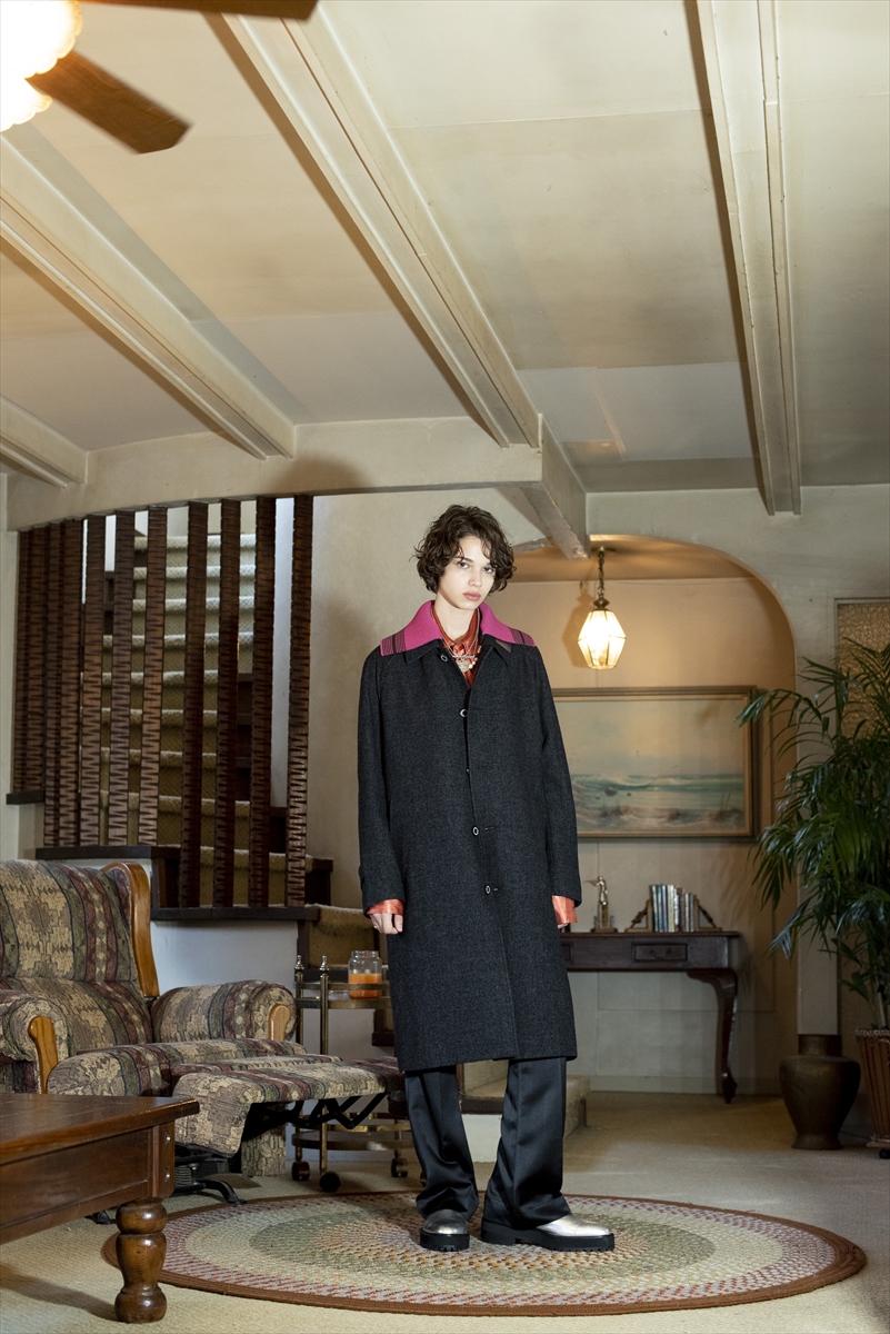 【DAIRIKU】 Rib Collar Tweed Raglan Coat