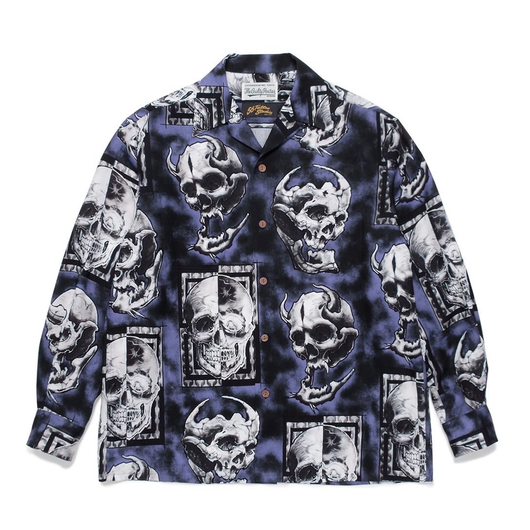 WACKO MARIA/56 TATTOO STUDIO / HAWAIIAN SHIRT L/S（ネイビー ...