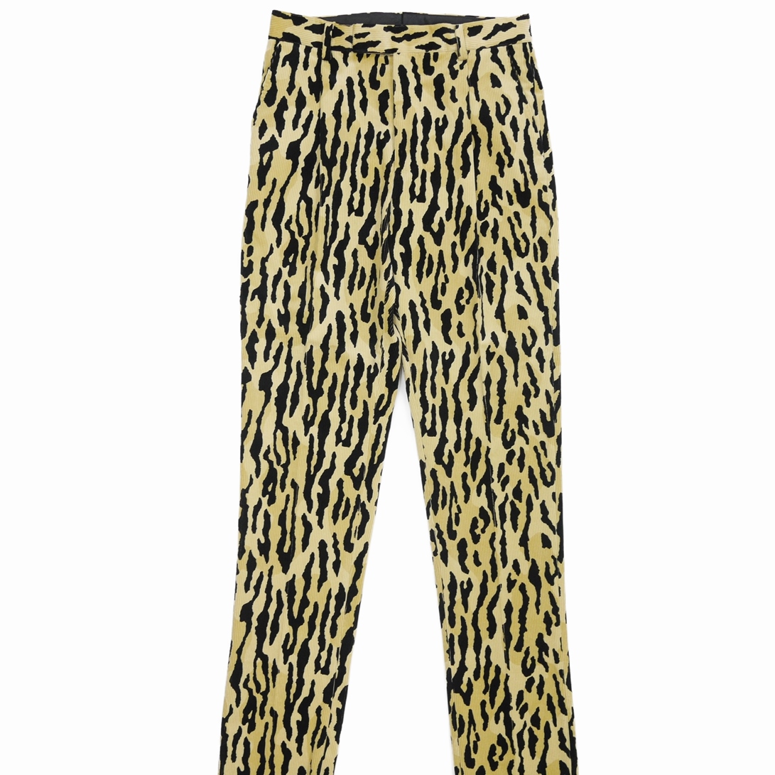 画像: WACKO MARIA/LEOPARD CORDUROY PLEATED TROUSERS（TYPE-2）（ベージュ）［レオパードコーデュロイワンタックスラックス(TYPE-2)-21秋冬］