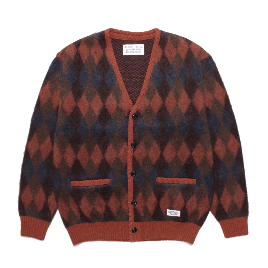 WACKO MARIA/DIAMOND MOHAIR KNIT JACQUARD CARDIGAN（ブラウン